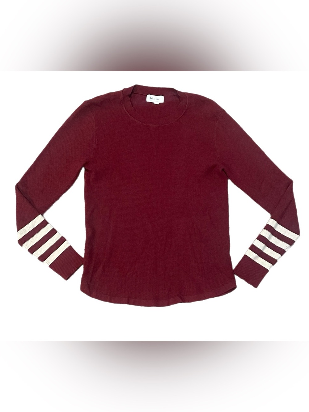 Bohme Lacy Waffle Tee Maroon Varsity Stripe Thermal Long Sleeve Shirt Sz M